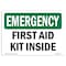 Signmission OSHA Emergency Sign, 7" Height, Rigid Plastic, First Aid Kit Inside, Landscape, EM-P-L-10370 OS-EM-P-710-L-10370 - alternate 1